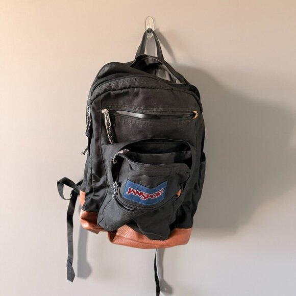 Jansport Handbags - Jansport Leather Bottom Backpack